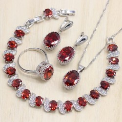 Sterling Silver Jewelry Red Cry Charm Jewelry Set